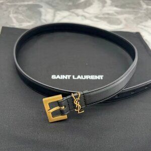 YSL Women's Black Leather Belt